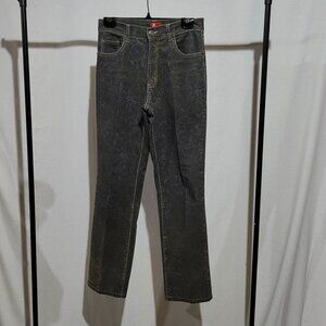 Lois jeans black stretch denim pants paisley grey brown pattern boho high rise